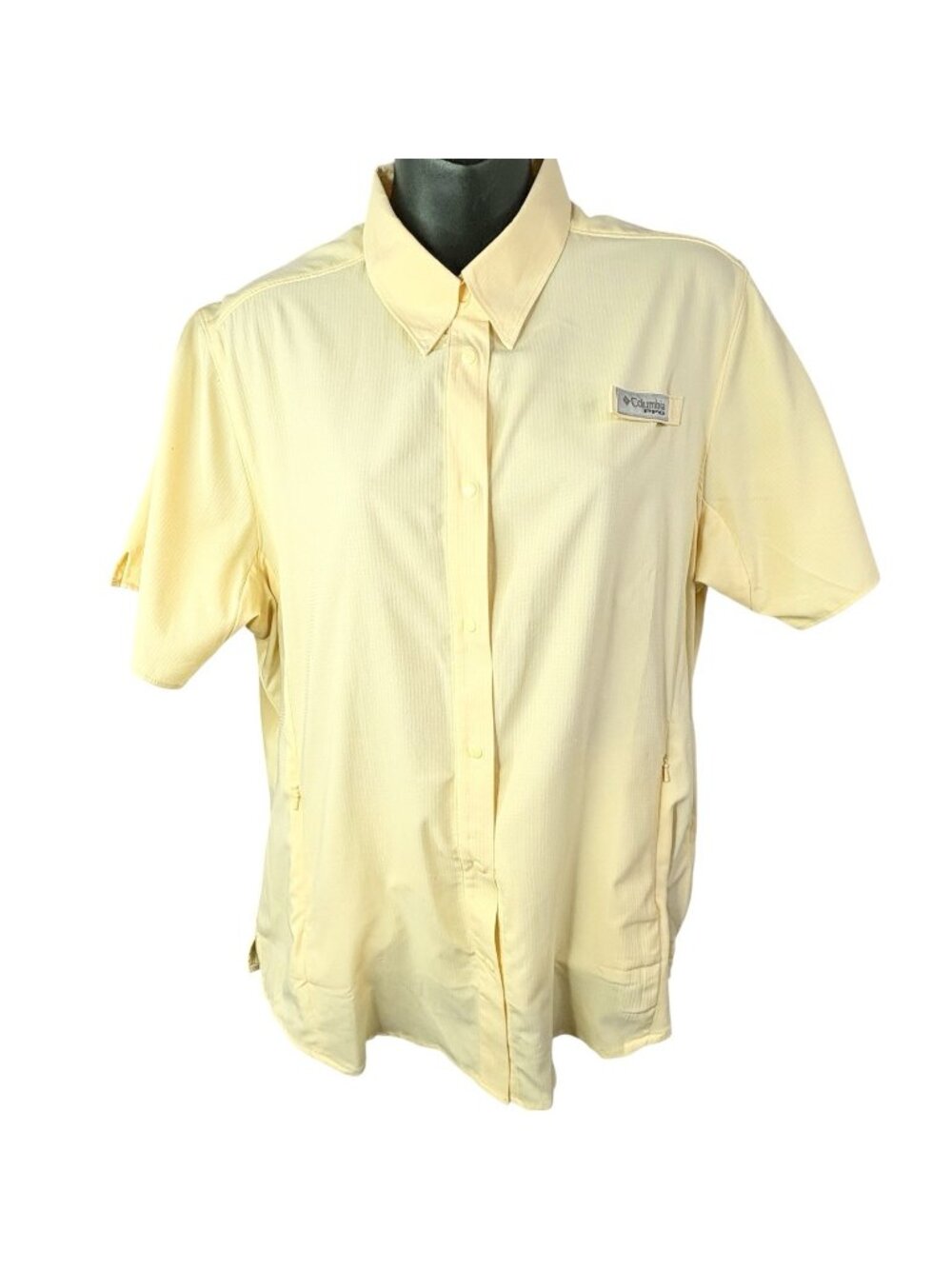 Fishing Columbia PFG Short Sleeve Button Down Shirt Yellow UVA Women’s L GORP